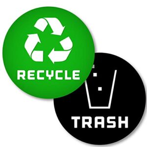 (4in x 4in) recycle logo and trash can magnetic to organize your trash - for trash cans, garbage containers and recycle bins - premium magnetic decal (4in x 4in, green - magnetic)