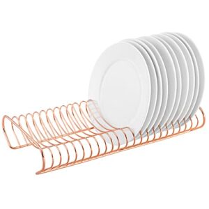 mygift rose gold-tone metal dinner plate storage rack organizer and drying rack, holds up to 21 dinner, salad, and dessert round plates - made in taiwan