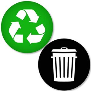 recycle and trash logo magnetic sticker 4in x 4in - organize trash - for metal cans, containers and bins - home or office - premium magnet (small, green - magnetic)