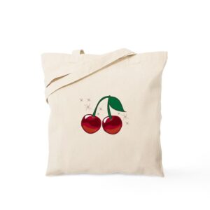 cafepress sparkling cherries tote bag natural canvas tote bag, reusable shopping bag