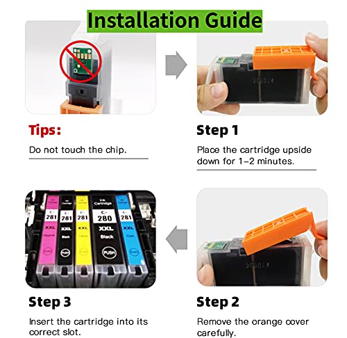 Compatible PGI-280 CLI-281 XXL Ink Cartridge Replacement for Canon 280 281 PGI-280XXL CLI-281XXL Ink Work with Canon Pixma TR7520 TS6320 TS8320 TS9120 TS9100 (with CLI281 PB, 7PK)