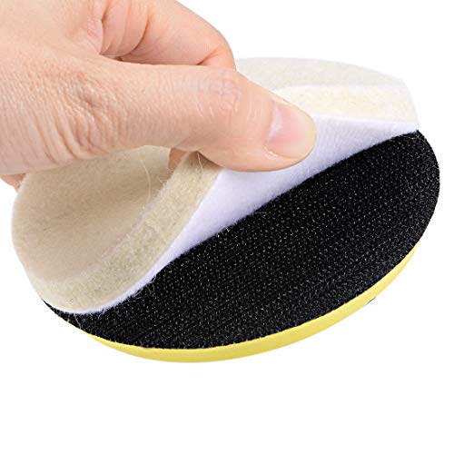 uxcell 5 Inch Wool Felt Polishing Pad, Buffing Wheel Polish Pad, Flocking Hook & Loop Back for Random Orbital Sander 2pcs