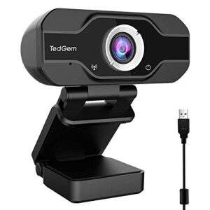 pc webcam, tedgem 1080p full hd webcam usb desktop & laptop webcam live streaming webcam with microphone widescreen hd video webcam 90-degree extended view for video calling (hd webcam)… (black)