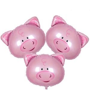 binaryabc pink pig head foil balloons,birthday wedding baby shower party decorations,3pcs(big size)