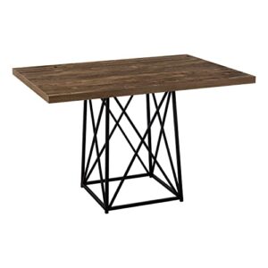 monarch specialties dining table metal, 36" x 48", brown reclaimed wood-look/black base