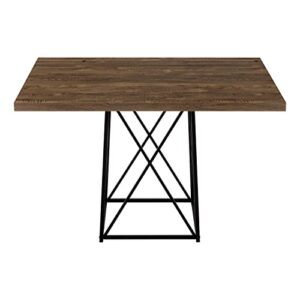 Monarch Specialties Dining Table Metal, 36" x 48", Brown Reclaimed Wood-Look/Black Base