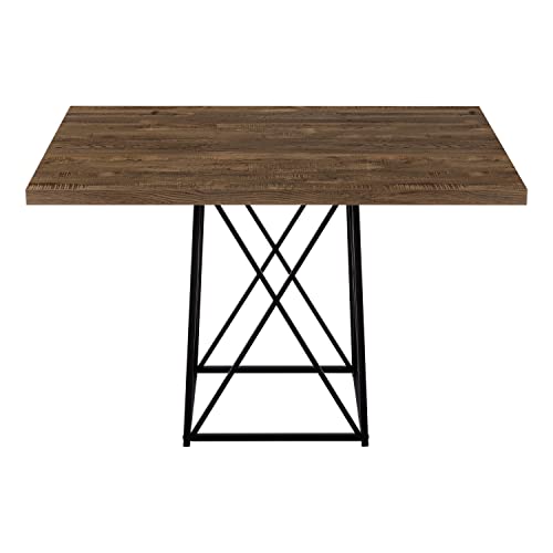 Monarch Specialties Dining Table Metal, 36" x 48", Brown Reclaimed Wood-Look/Black Base