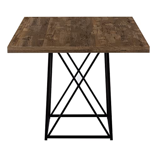 Monarch Specialties Dining Table Metal, 36" x 48", Brown Reclaimed Wood-Look/Black Base