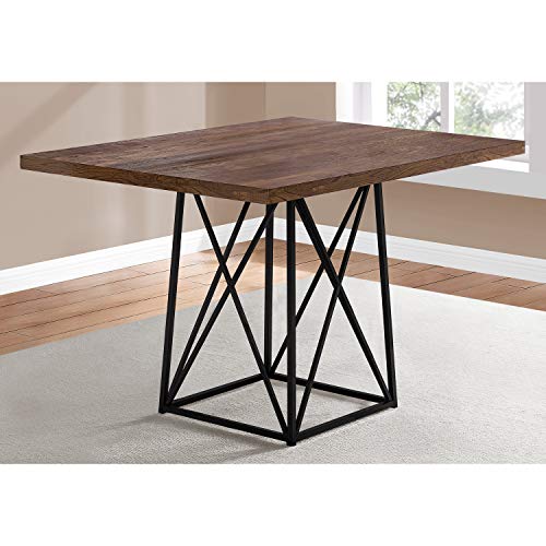 Monarch Specialties Dining Table Metal, 36" x 48", Brown Reclaimed Wood-Look/Black Base