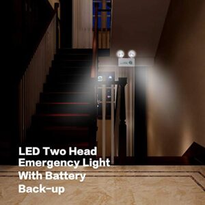 OTYTY Emergency Lights for Home Power Failure, LED Emergency Lights with Battery Backup, 2 Adjustable Heads Lamp & 90-Minute Minimum Capacity, Ultra-Bright 200 Lumens, UL Certified, 2 Pack