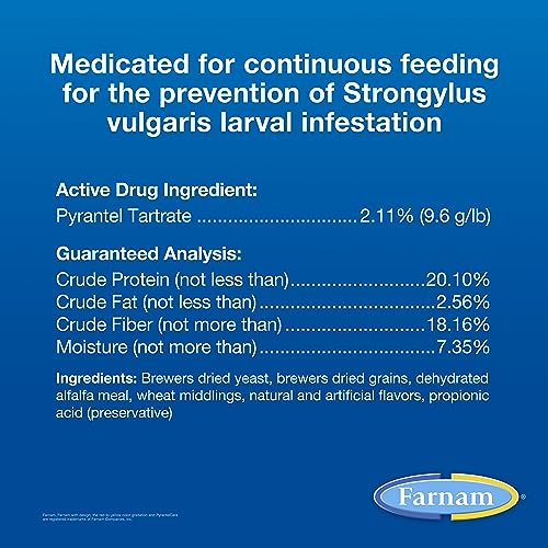 Farnam PyrantelCare Daily Horse Dewormer 2.11% (Pyrantel Tartrate) for Horses of All Ages, Equine Anthelmintic, Continuous Protection Against Small Stronglyes, Ascardis and Pinworms, 10 lbs