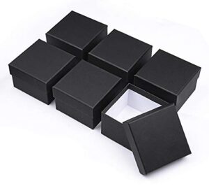 black gift box, dedoot pack of 6 square watch gift box with lids, 4.13x4.13x2.87 inch kraft paper watch box bridesmaid proposal gift boxes for tie jewelry, small gifts box for presents, christmas, wedding party