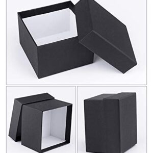 Black Gift Box, Dedoot Pack of 6 Square Watch Gift Box with Lids, 4.13x4.13x2.87 Inch Kraft Paper Watch Box Bridesmaid Proposal Gift Boxes for Tie Jewelry, Small Gifts Box for Presents, Christmas, Wedding Party