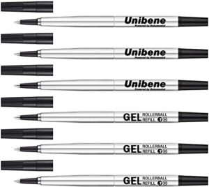 unibene parker compatible rollerball refill 6 pack, 0.7mm medium point - black, smooth writing replaceable german gel ink pen refills for im sonnet urban pens