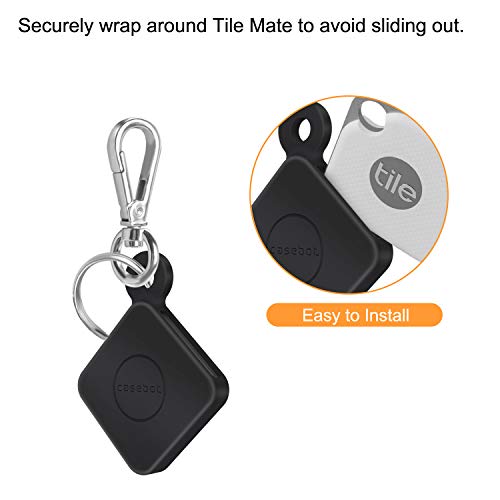 Fintie Silicone Case with Carabiner Keychain for Tile Pro (2020 & 2018), Anti-Scratch Lightweight Soft Protective Sleeve Skin Cover, Black