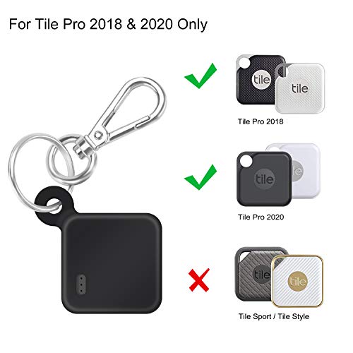 Fintie Silicone Case with Carabiner Keychain for Tile Pro (2020 & 2018), Anti-Scratch Lightweight Soft Protective Sleeve Skin Cover, Black