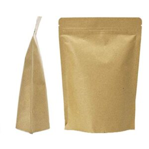 50 pcs stand up kraft paper bag food storage pouch with foil lined zip lock for coffee nuts tea, 3.5"x5.5"