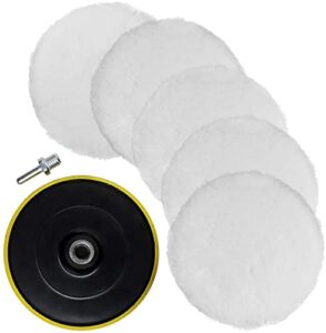 anahaf 7 pcs 6 inch wool polishing pads polishing buffing wheel for drill buffer attachment polishing pads wool polishing pads kits with m14 drill adapter