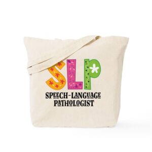 cafepress slp speech therapist tote bag natural canvas tote bag, reusable shopping bag