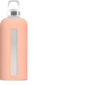 sigg - glass water bottle - star shy pink - soft silicon cover - leakproof - dishwasher safe - bpa free - broscilate glass - 17 oz
