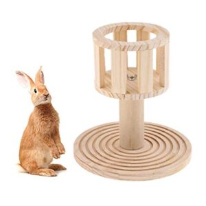 rabbit hay manger rack multifunctional wooden food feeder with grinding claw for bunny rabbits chinchilla guinea pigs small animals (hay manger-b)