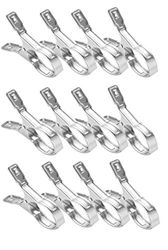 Beach Towel Clips, 12 Pcs 5.5 Inch Length Stainless Steel Mental Clips for Quilt, Beach Towel, Blankets, Clothes, Skirts, Pool Cover, Photos (5.5 inch 12 pcs)