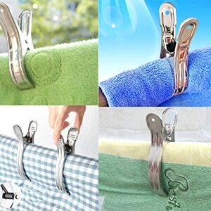 Beach Towel Clips, 12 Pcs 5.5 Inch Length Stainless Steel Mental Clips for Quilt, Beach Towel, Blankets, Clothes, Skirts, Pool Cover, Photos (5.5 inch 12 pcs)