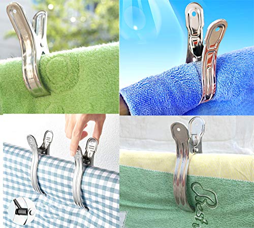 Beach Towel Clips, 12 Pcs 5.5 Inch Length Stainless Steel Mental Clips for Quilt, Beach Towel, Blankets, Clothes, Skirts, Pool Cover, Photos (5.5 inch 12 pcs)