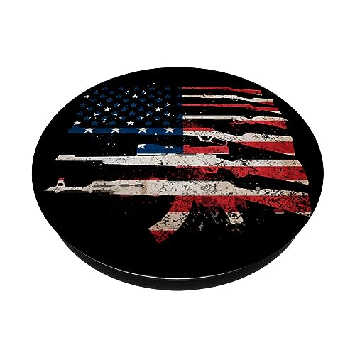 USA Flag Guns Weapons Rifles 2A Amendment Fathers Day Gift PopSockets PopGrip: Swappable Grip for Phones & Tablets PopSockets Standard PopGrip