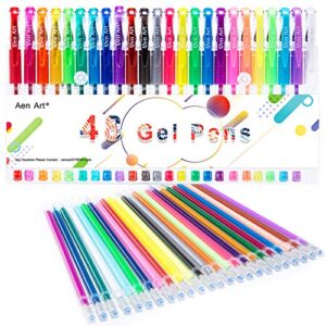 gel pen, coloring gel pens for kid adult coloring books, 24 colors gel art markers fine point pen with 24 refills for school office art suppliers