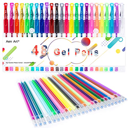 Gel Pen, Coloring Gel Pens for Kid Adult Coloring Books, 24 Colors Gel Art Markers Fine Point Pen with 24 Refills for School Office Art Suppliers