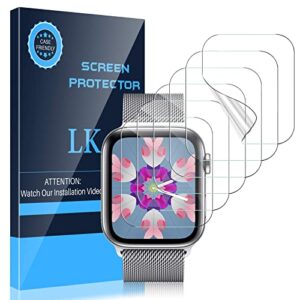 lk [6 pack] screen protector for apple watch 40mm se/series 4/5/6 and apple watch 38mm series 3/2/1- bubble-free scratch-resistant iwatch 38mm/40mm flexible tpu clear film (uf-001)