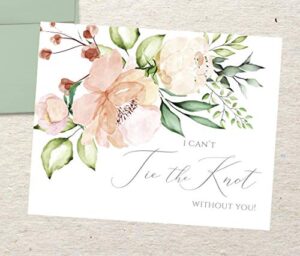 moonrise papery set of 10 i can't tie the knot without you! cards with envelopes and seals, wedding party proposal cards, folded card, blank inside