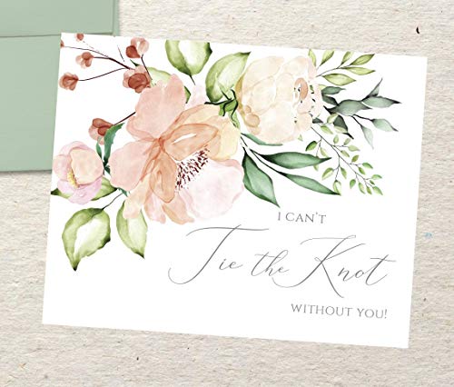 Moonrise Papery Set of 10 I Can't Tie the Knot Without You! Cards with Envelopes and Seals, Wedding Party Proposal Cards, Folded Card, Blank Inside