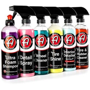 Adam's Elite 6 Pack - Our Top Selling Car Detailing Products Bundled Together - Clean, Shine & Protect Your Interior, Wheels, Tires & Paint (Elite)