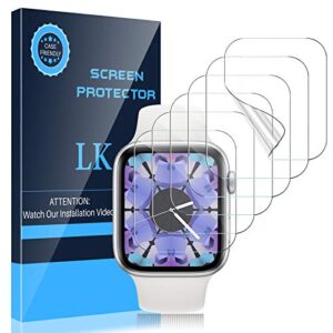 lk 6 pack screen protector compatible for apple watch series 6 5 4 44mm and apple watch series 3 2 1 42mm, self-healing, max coverage, advanced tpu material, bubble free for iwatch 44mm&42mm
