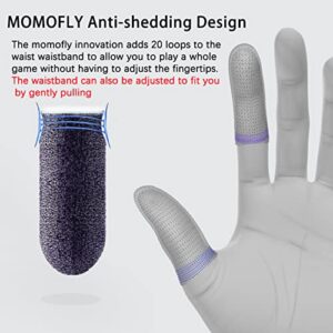 MOMOFLY 60% Silver Fiber Gaming Finger Sleeves (6 Pack) Anti-dislodging Touch Screen Breathable Anti-Sweat Shoot Aim Finger Cot for PUBG Mobile