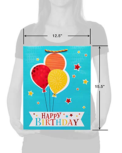 American Greetings 15.5" Extra Large Birthday Gift Bag with Tissue Paper, Balloons (1 Bag, 6-Sheets)