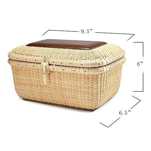 Teng Tian Nantucket baskets Rectangular Handwoven rattan Storage Basket Set with Lid for Shelves and Home Organizer Bins (S)