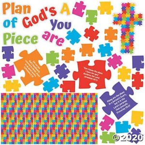 Fun Express Piece of Gods Plan Bulletin Board Set - 48 Pieces - Religious and Sunday School Decor