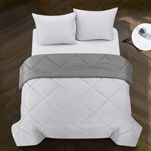 casa logan all season ultra-soft alternative reversible easy-wash lightweight microfiber comforter set, twin, light and dark grey