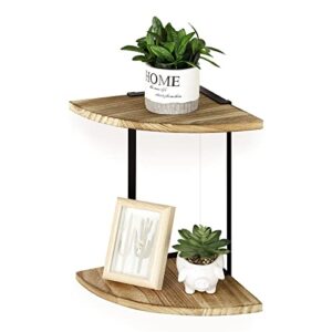 nex corner floating shelves, 2-tier corner shelf wall mount small round end shelves for bedroom, living room, nursery