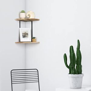 NEX Corner Floating Shelves, 2-Tier Corner Shelf Wall Mount Small Round End Shelves for Bedroom, Living Room, Nursery