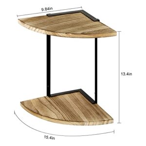 NEX Corner Floating Shelves, 2-Tier Corner Shelf Wall Mount Small Round End Shelves for Bedroom, Living Room, Nursery