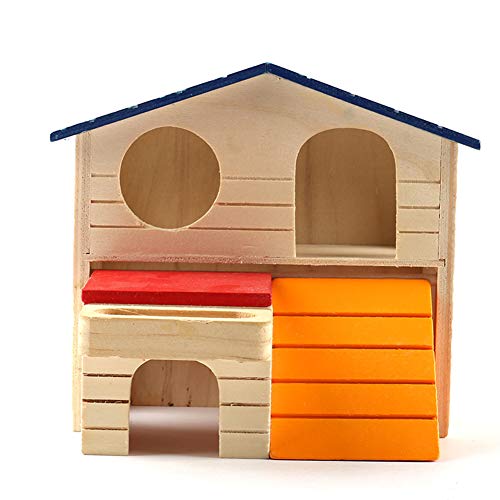 Hamster Hideout Hut Small Animals Two Layers Wooden House for Mice Gerbil Rat Dwarf Hamster Cage Exercise Toy