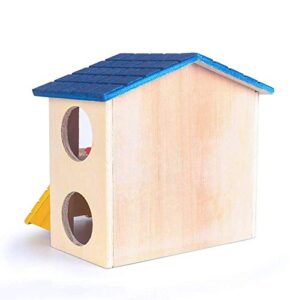 Hamster Hideout Hut Small Animals Two Layers Wooden House for Mice Gerbil Rat Dwarf Hamster Cage Exercise Toy