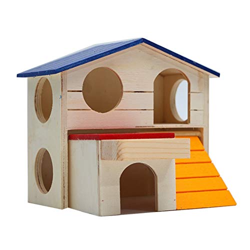 Hamster Hideout Hut Small Animals Two Layers Wooden House for Mice Gerbil Rat Dwarf Hamster Cage Exercise Toy