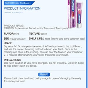 CAREDO Healing Periodontitis Treatment At Home Toothpaste, Periodontal Disease Treatment 3.52oz 2 Tubes, Gingivitis Treatment for Gum Disease, Fluoride Free Toothpaste for Bleeding Gums and LooseTeeth