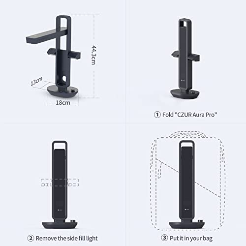 CZUR Aura Pro Book & Document Scanner,Capture A3 & A4, Auto-Flatten & Deskew Powered by AI Technology, Foldable & Portable, Compatible with Windows & Mac OS