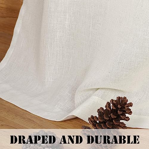 H.VERSAILTEX 2 Pack Ultra Luxurious Solid High Woven Linen Elegant Curtains 7 Tab Top Breathable and Airy Drapes for Bedroom/Livingroom - 52 by 96 Inch, Set 2 Panels, Natural